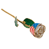 24K Solid Gold Rose- Patriotic